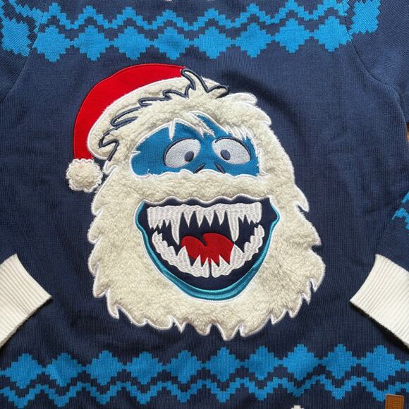 Tipsy Elves Rudolph Abominable Snowman blue white Christmas sweater SIZE L - Picture 2 of 6